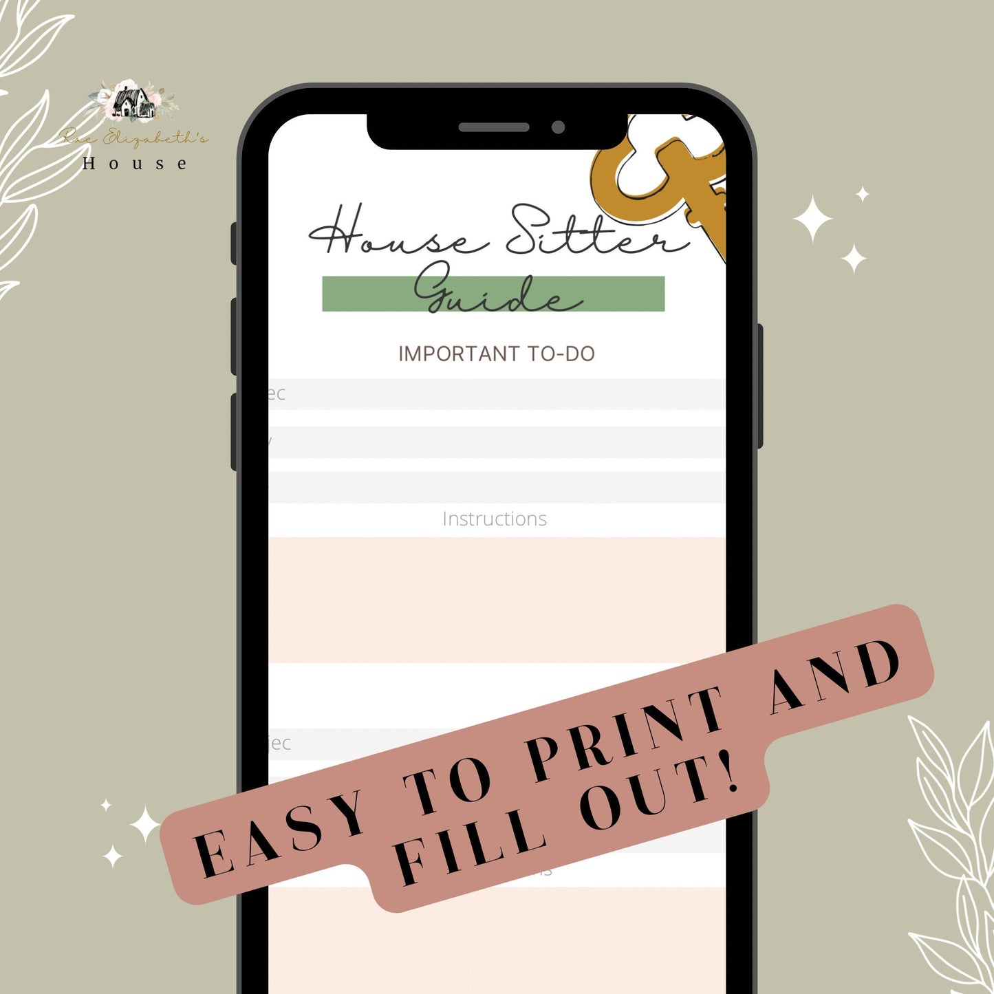 House and Pet Sitter Instructions Kit