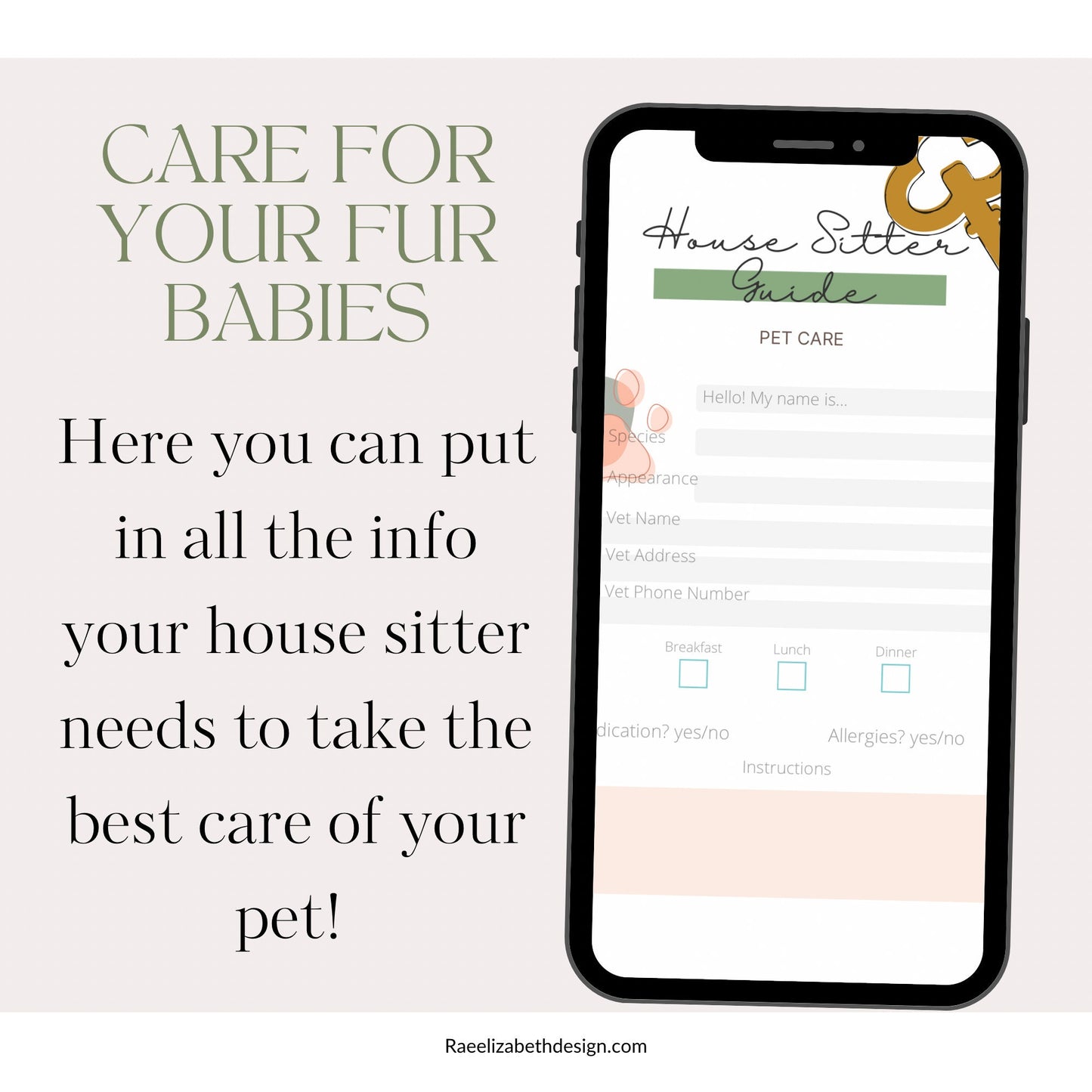 House and Pet Sitter Instructions Kit