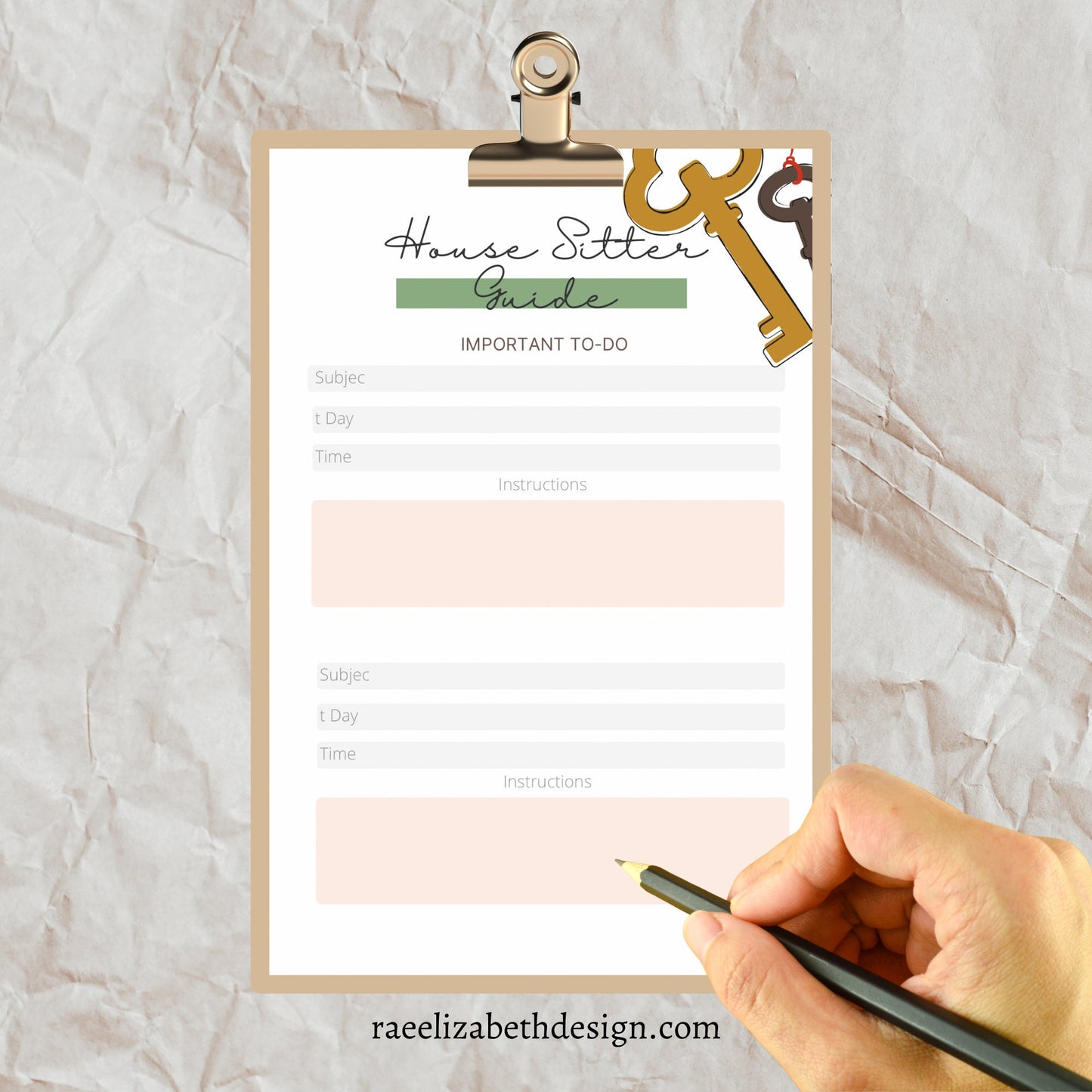 House and Pet Sitter Instructions Kit