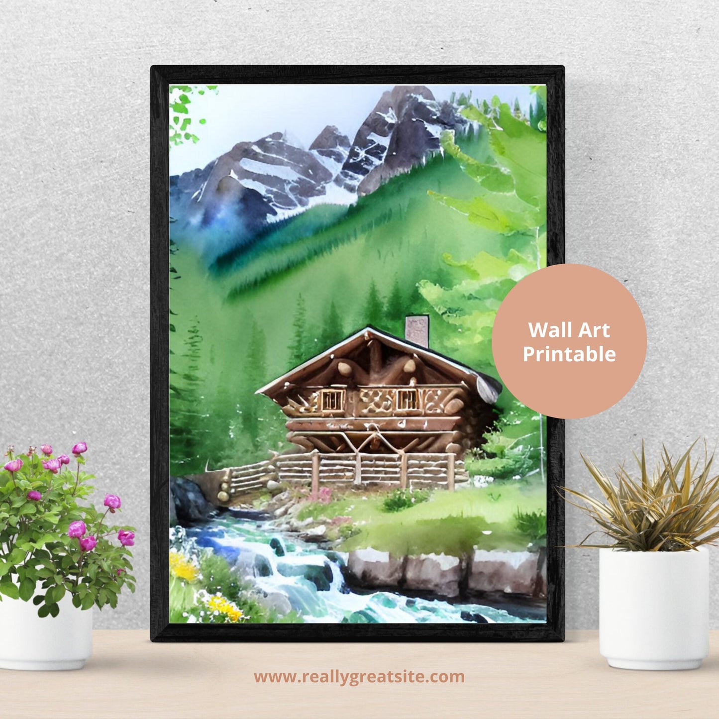 Watercolor Cabin Printable Art Bundle