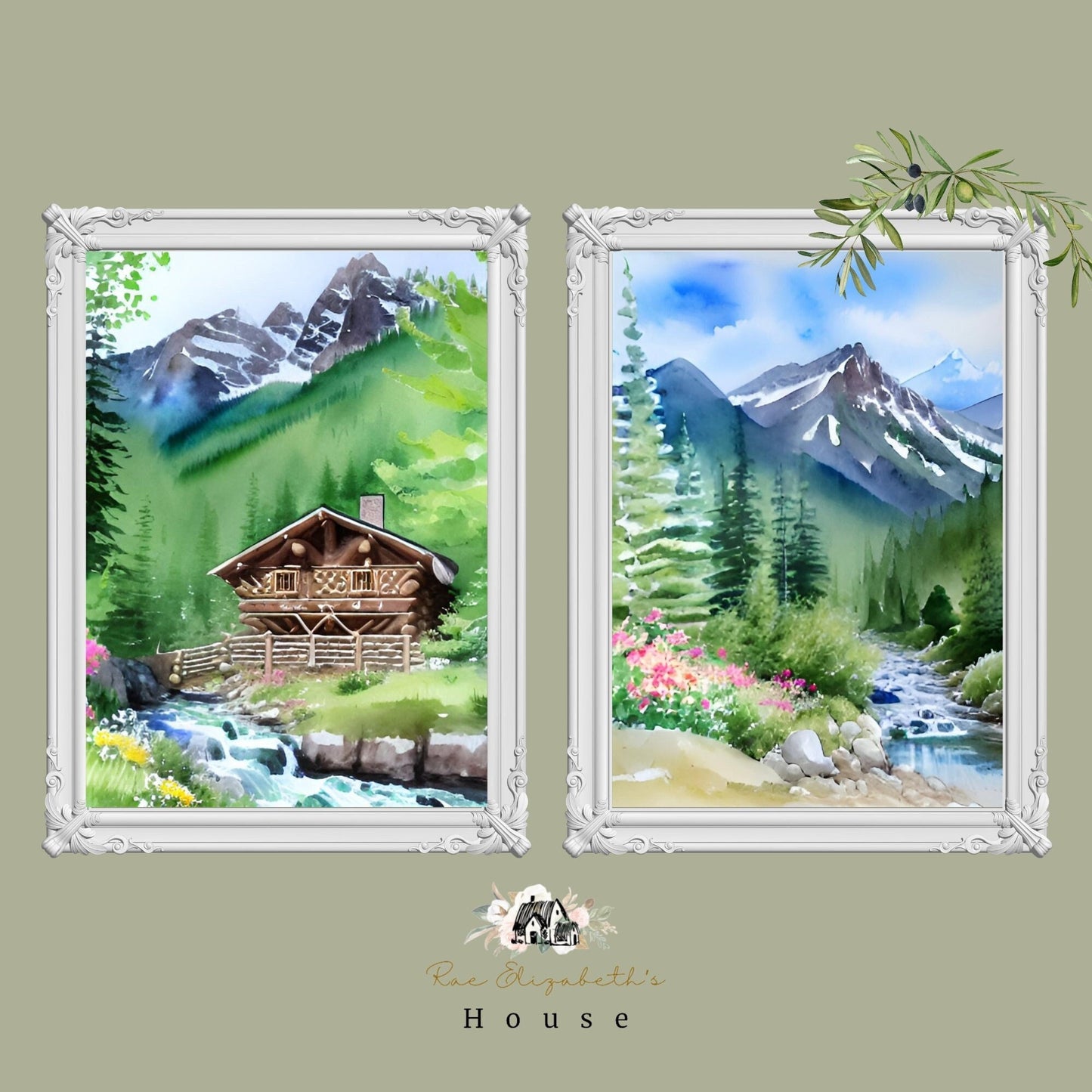 Watercolor Cabin Printable Art Bundle