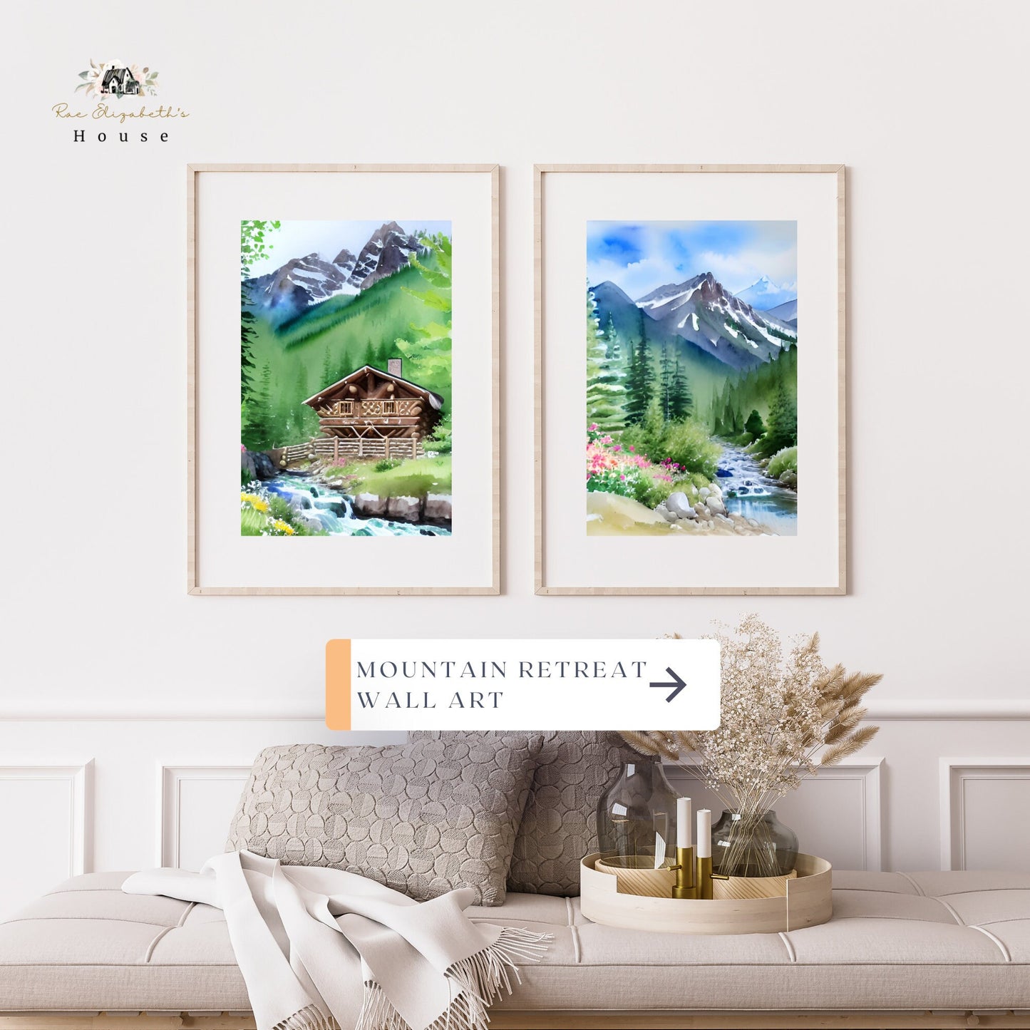 Watercolor Cabin Printable Art Bundle